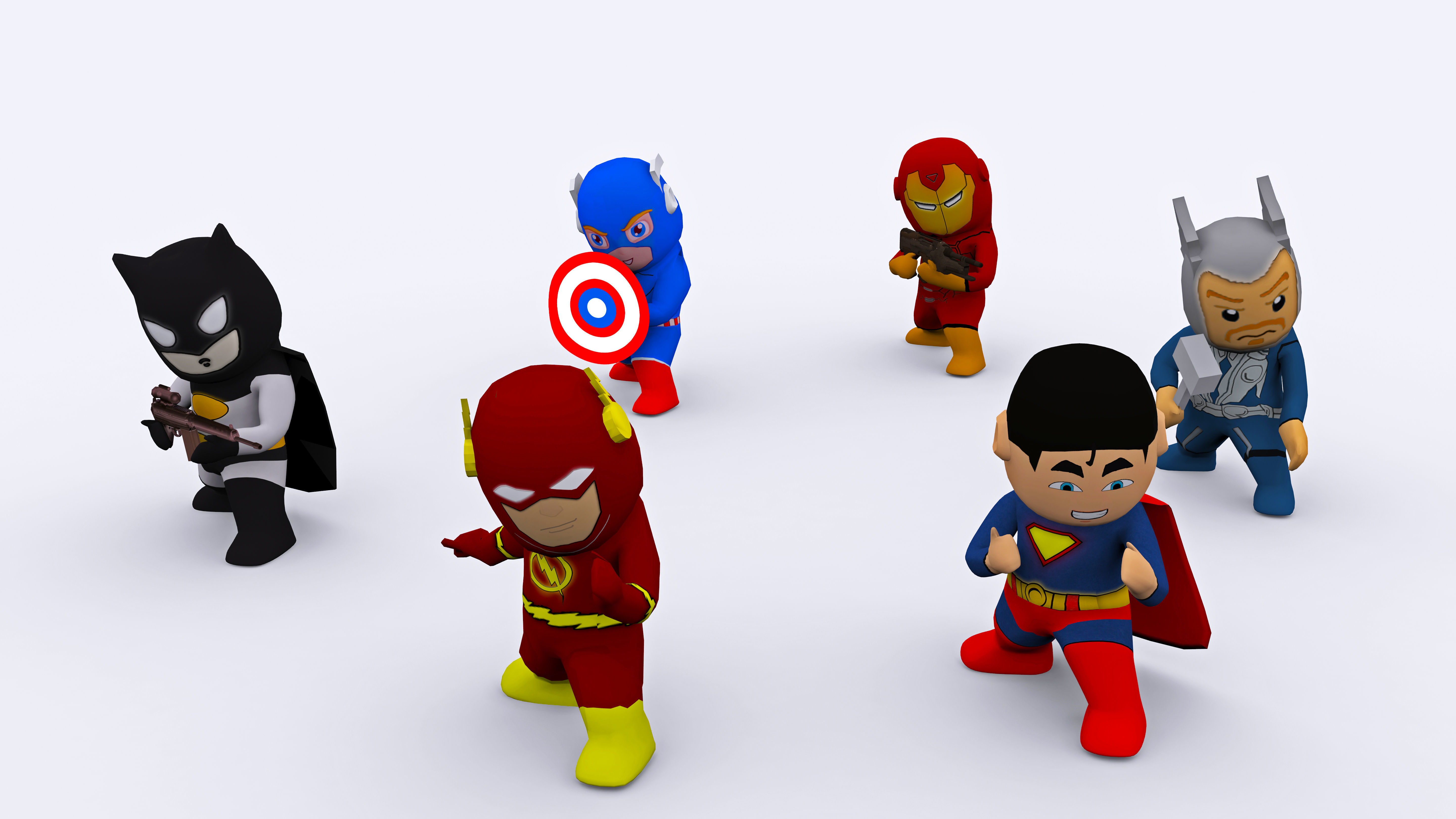 Low Poly Super Heros Low-poly 3D model_6