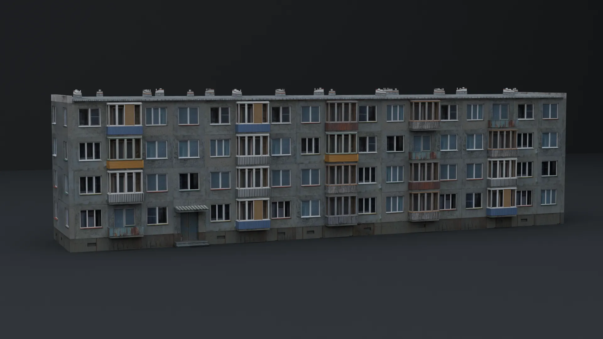 Low Poly Model Build 3D model Old building Khrushchyovka USSR building Panel buildings VR ...