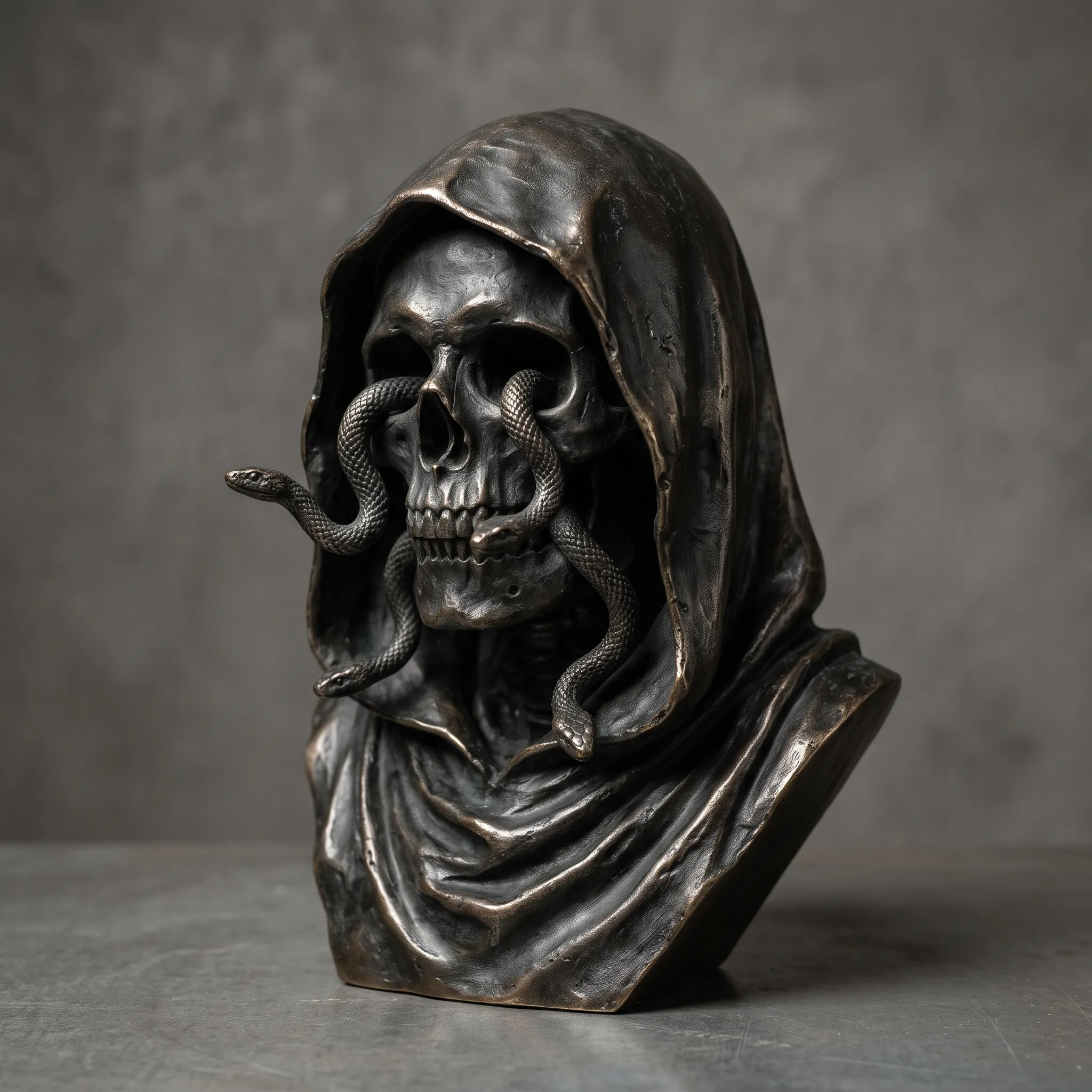 Grim Reaper skull sculpture - Silver Fine-Art Statue 3D model | CGTrader
