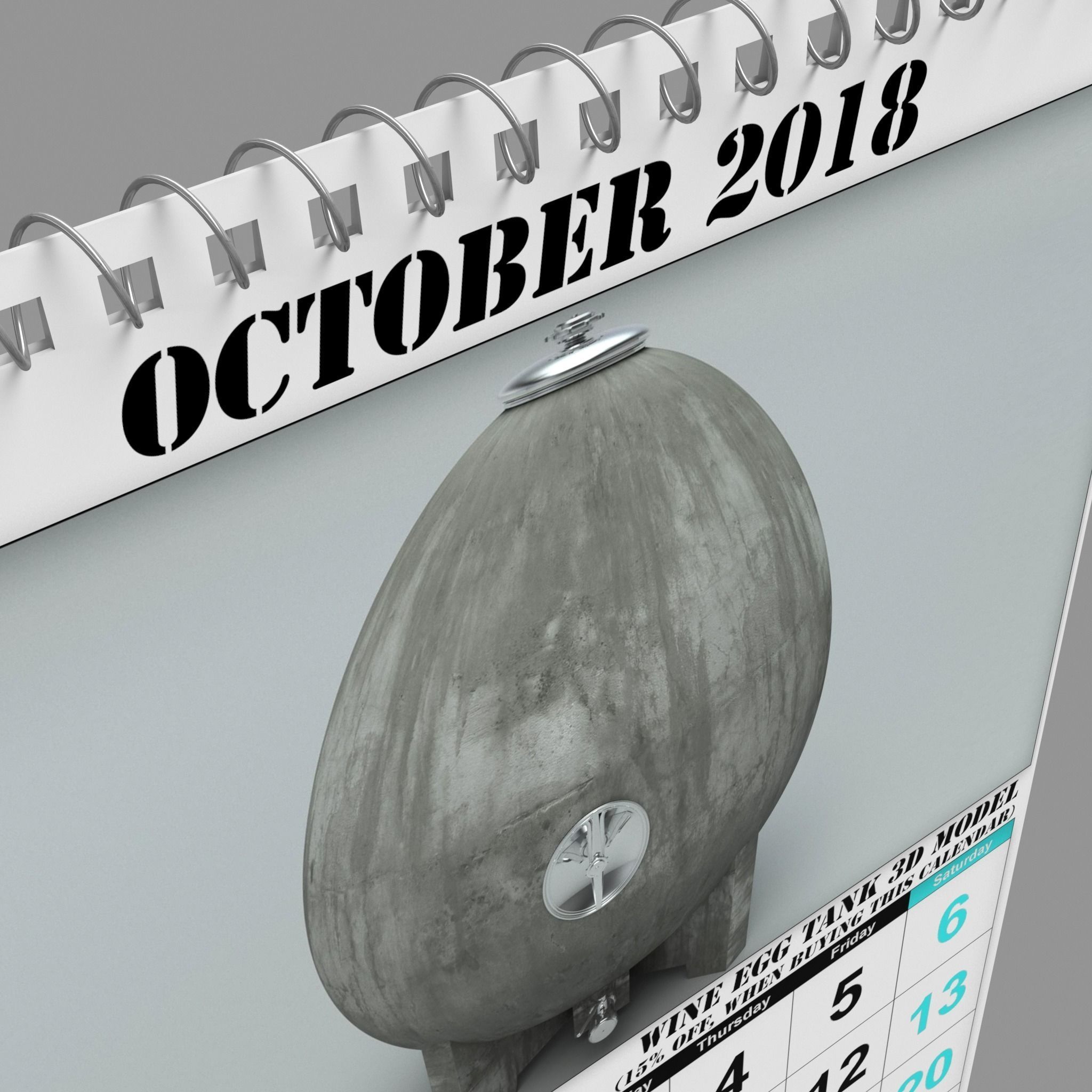 Desk Calendar 2018  3D model_3