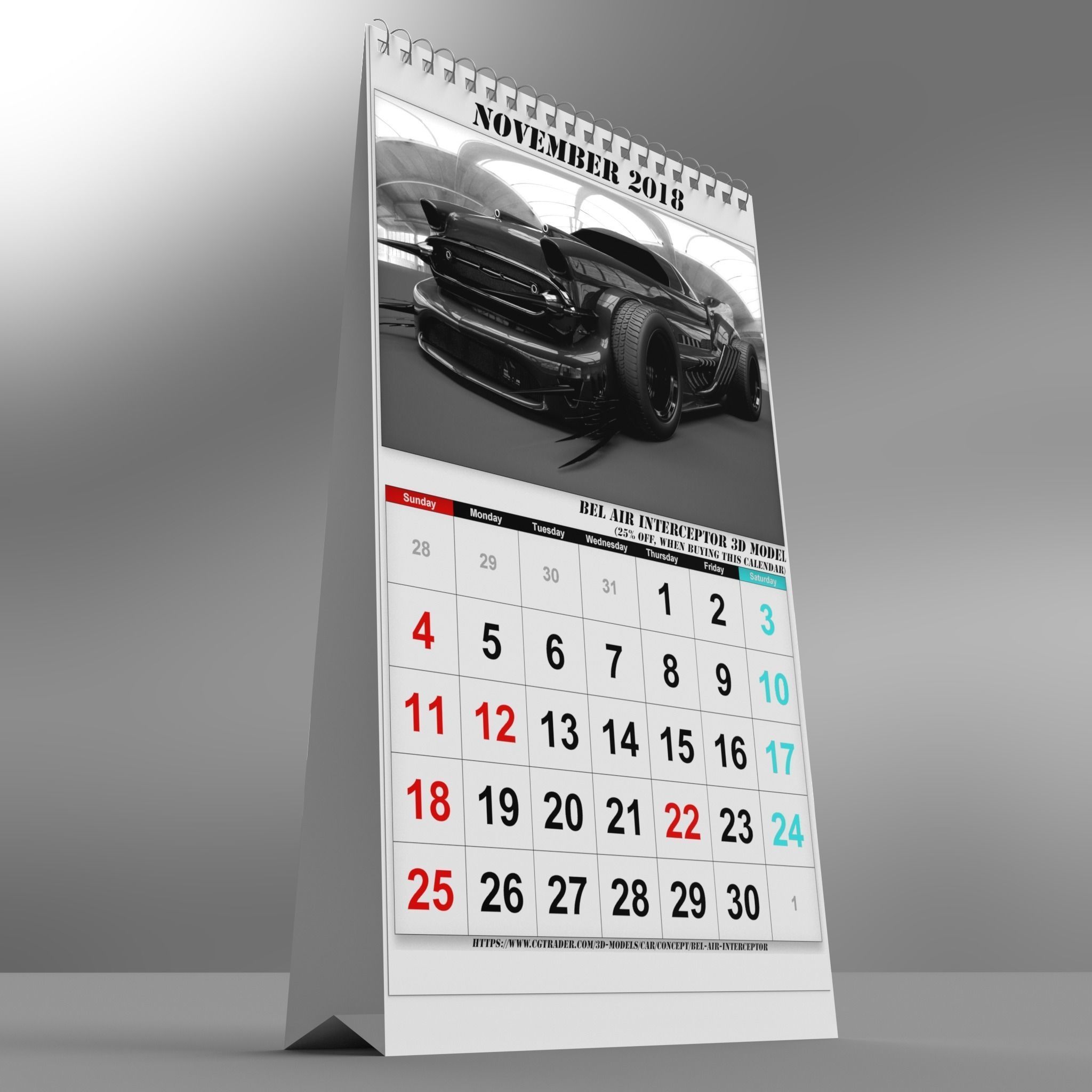 Desk Calendar 2018  3D model_1