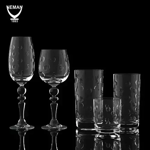 Set 6701-6873-5107-7640 glass with dots Low-poly 3D model
