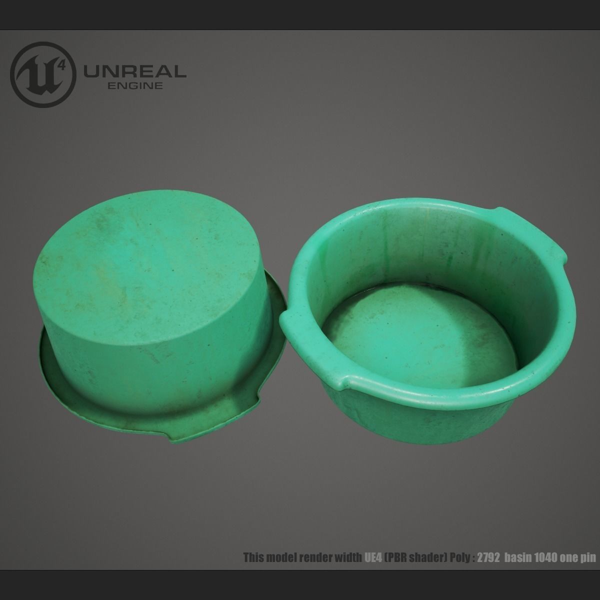 Plastic Basin Low-poly 3D model_3