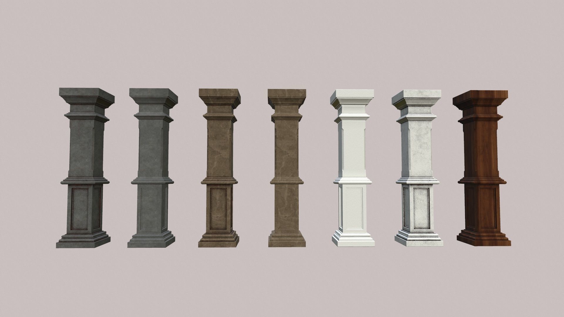 pillars VR AR low-poly 3D model