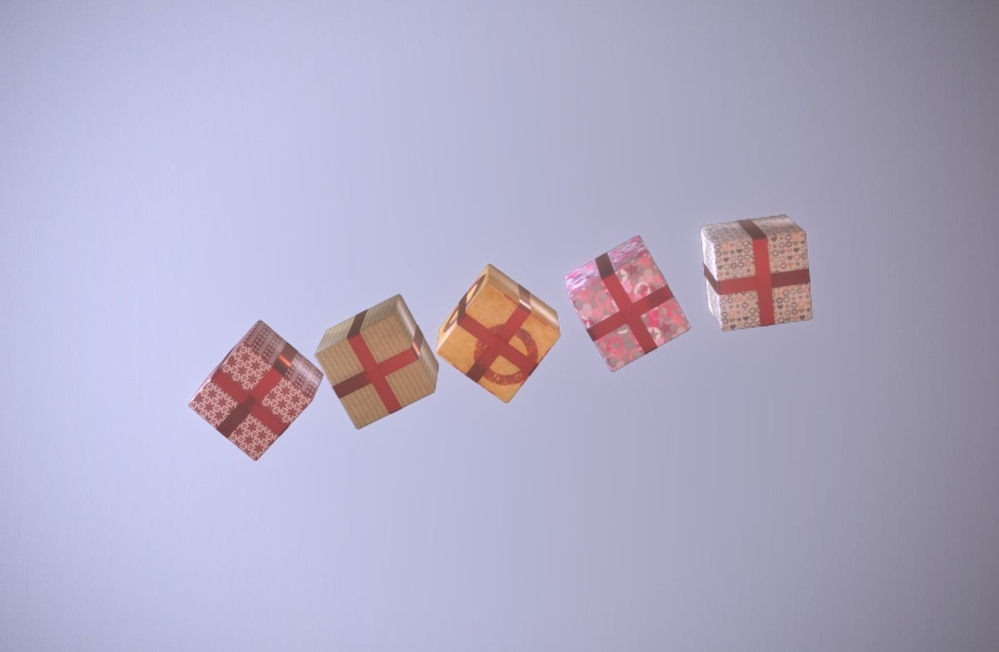Present low-poly game ready gift boxes Low-poly 3D model_1