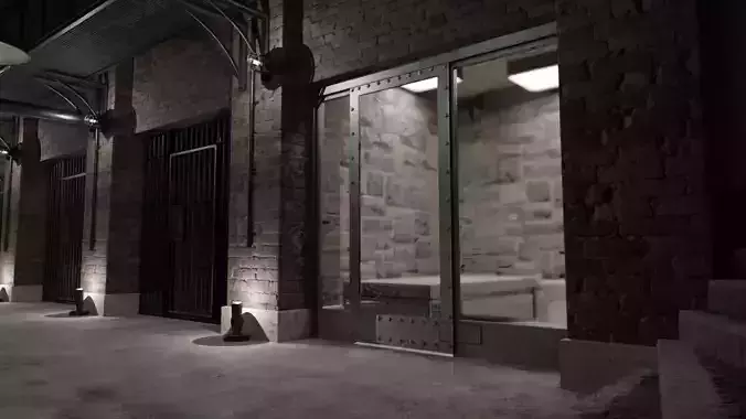 Low poly Prison Cell Block Low-poly 3D model