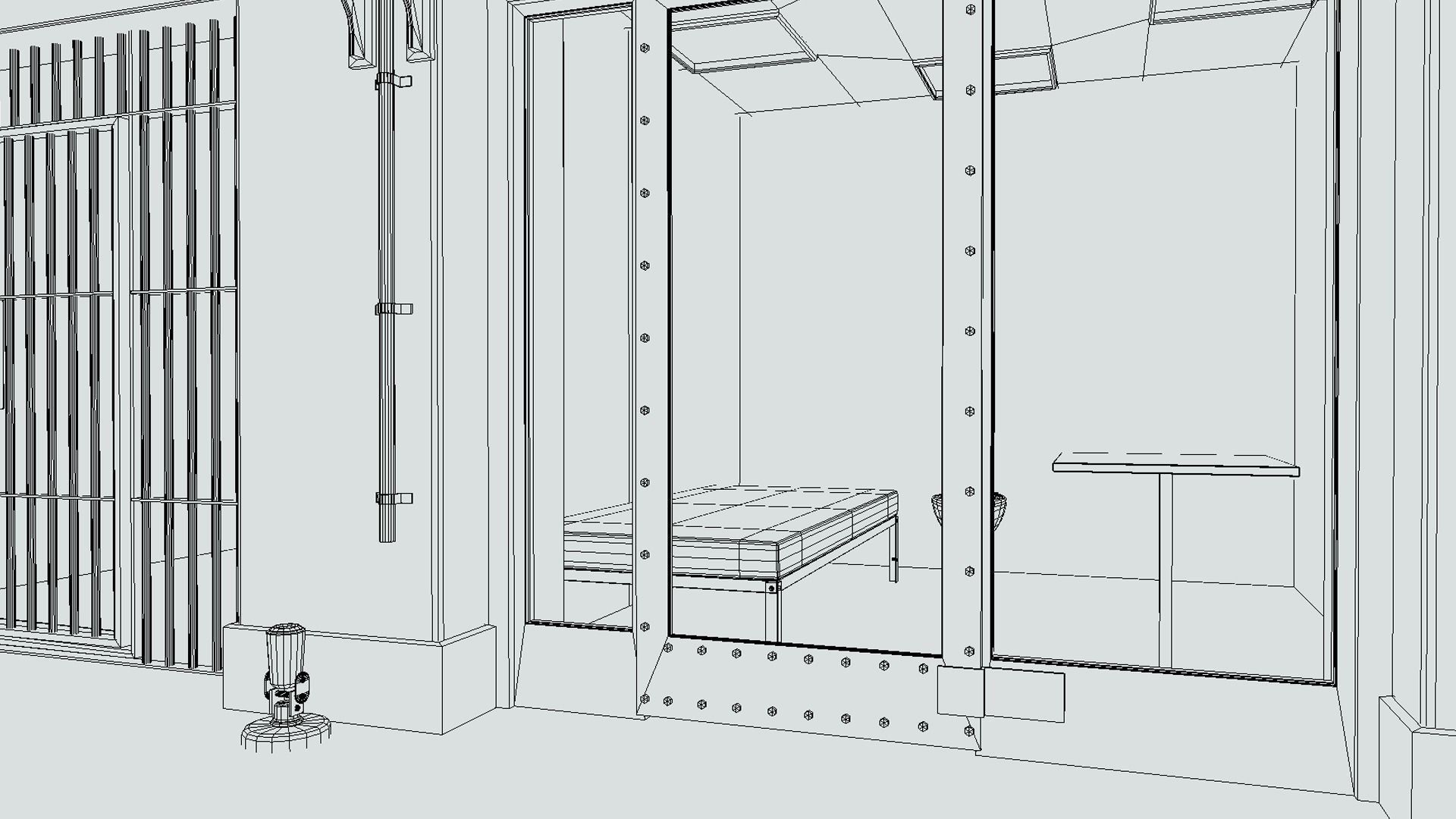 Low poly Prison Cell Block Low-poly 3D model_25