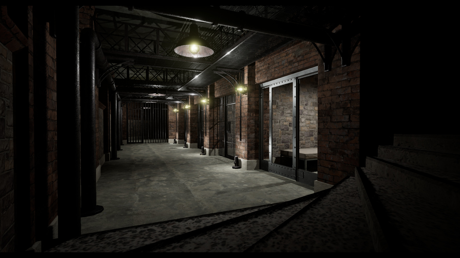Low poly Prison Cell Block Low-poly 3D model_6