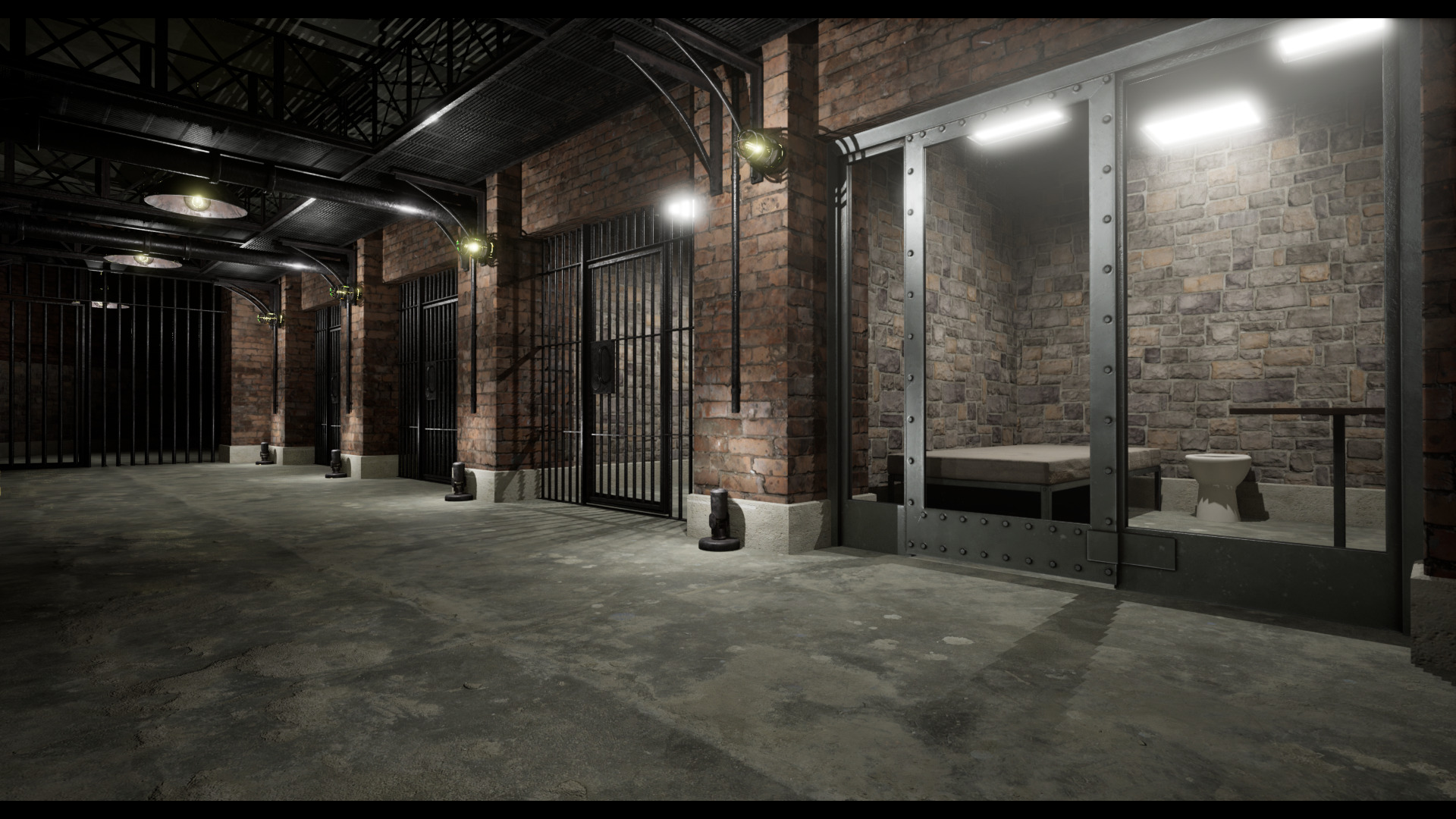 Low poly Prison Cell Block Low-poly 3D model_7