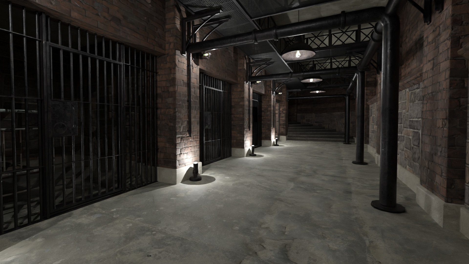Low poly Prison Cell Block Low-poly 3D model_2