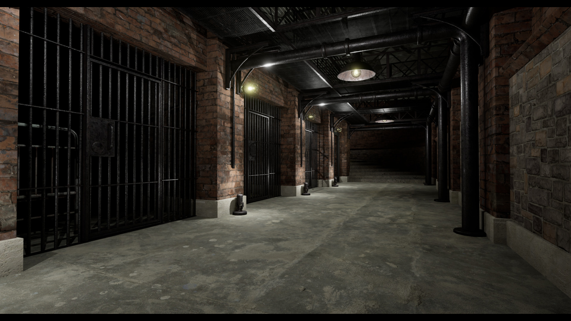 Low poly Prison Cell Block Low-poly 3D model_12