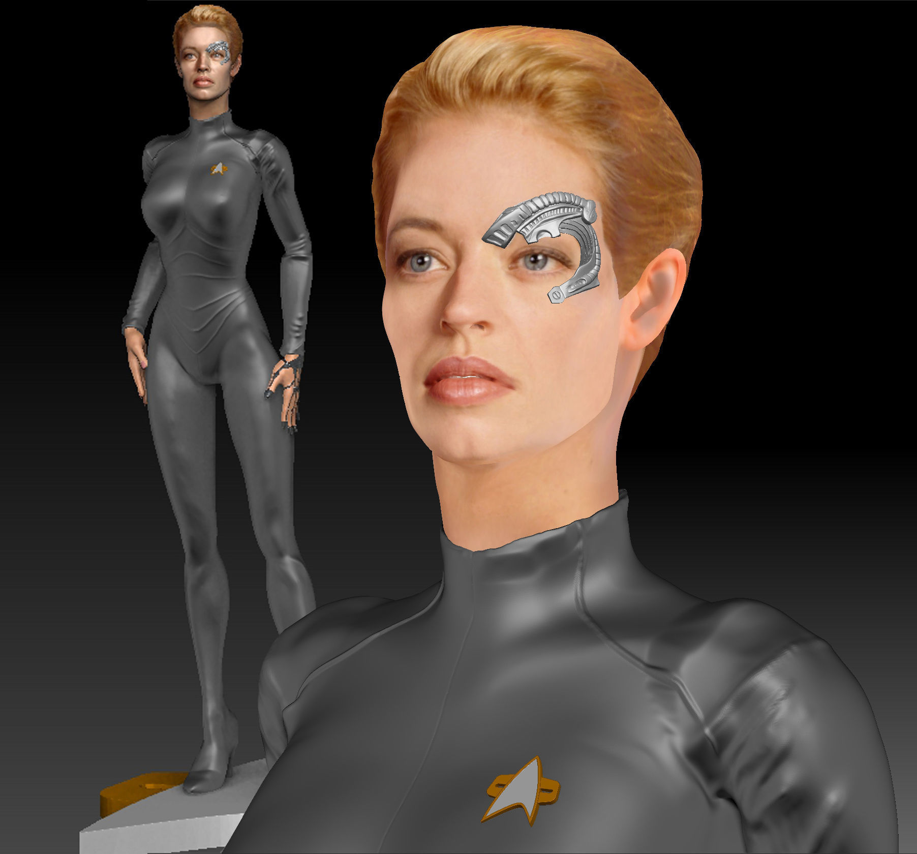 Seven of Nine Jeri Ryan Star Trek 3d print Figurine TEXTURED 3D print model_0