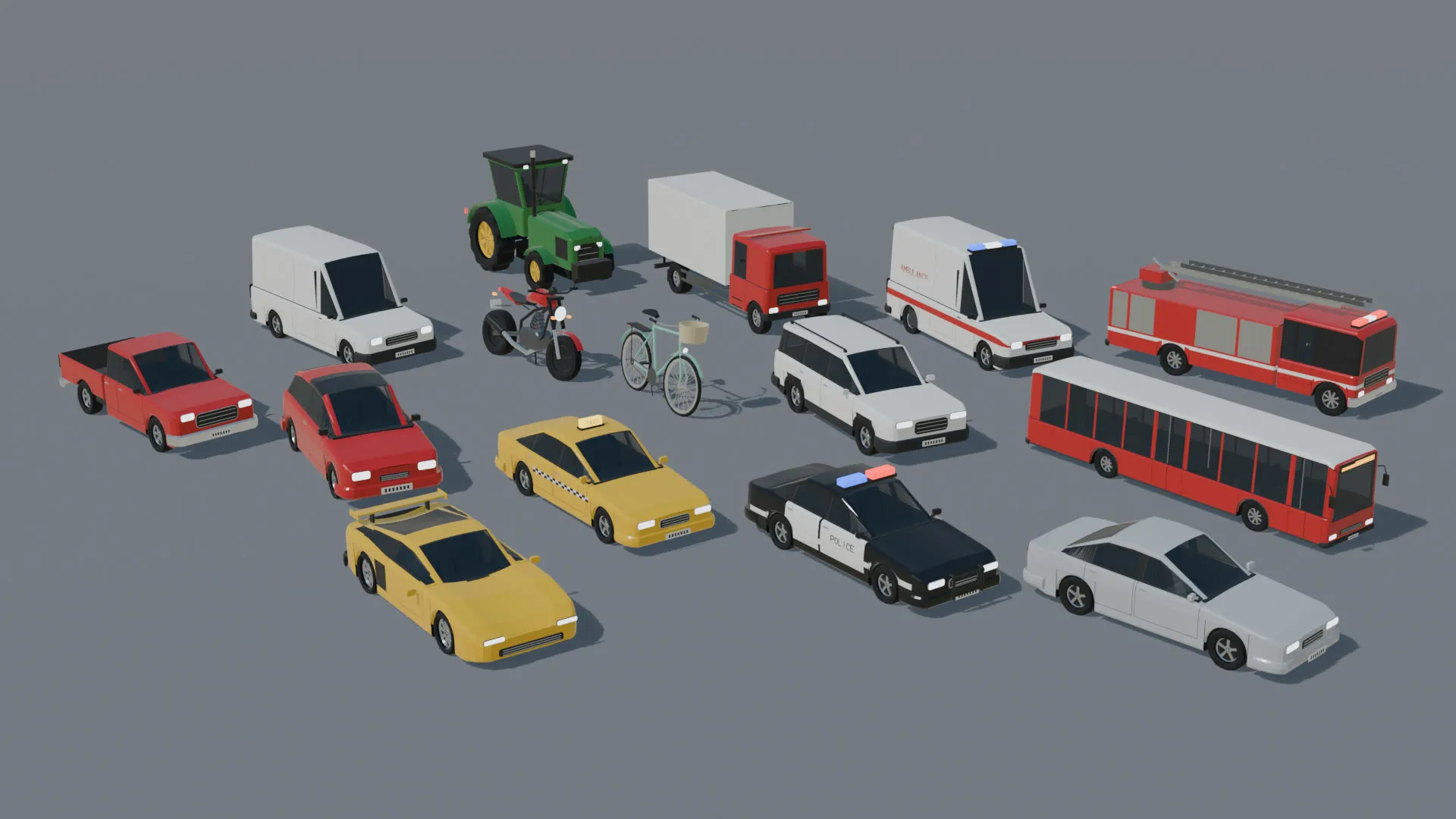 3D model Low Poly and Realistic Vehicles Animated VR / AR / low-poly ...
