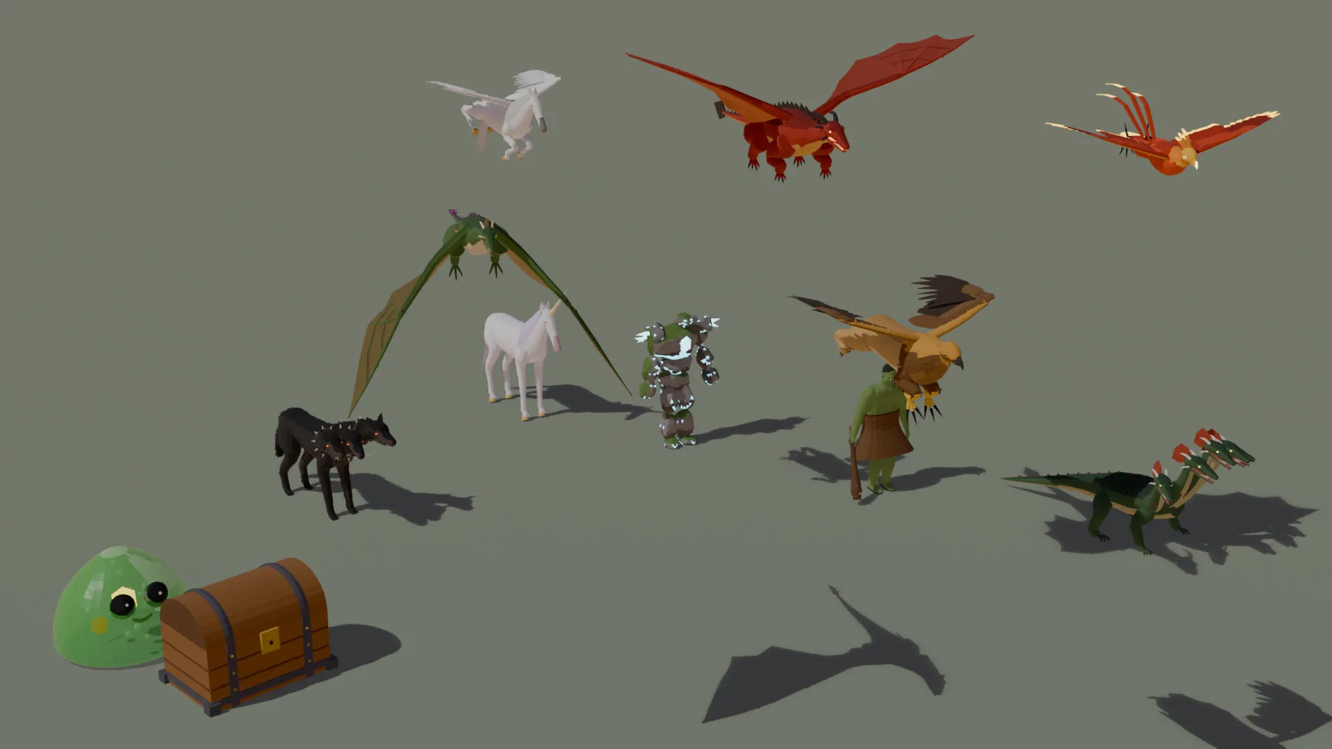 3D model Low Poly and Realistic Fantasy Creatures Animated VR / AR ...