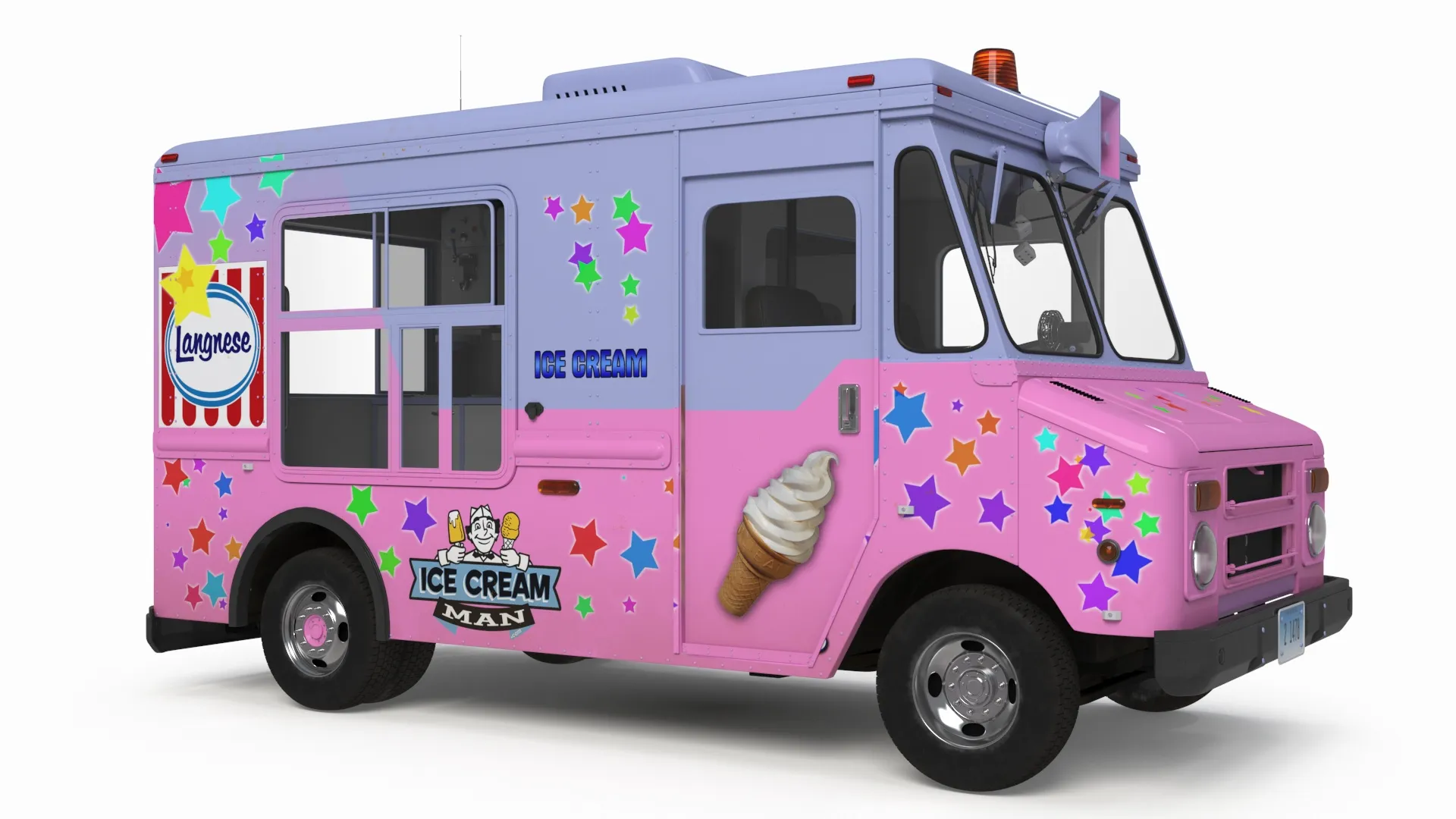 Ice Cream Truck with Star Decals and Branding 3D model | CGTrader