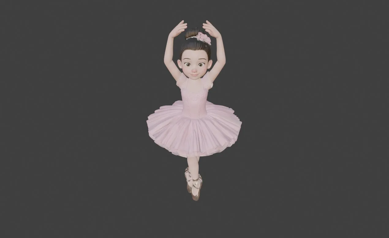 Cute Cartoon Ballerina Girl in Pink Tutu - Stylized 3D Character 3D ...