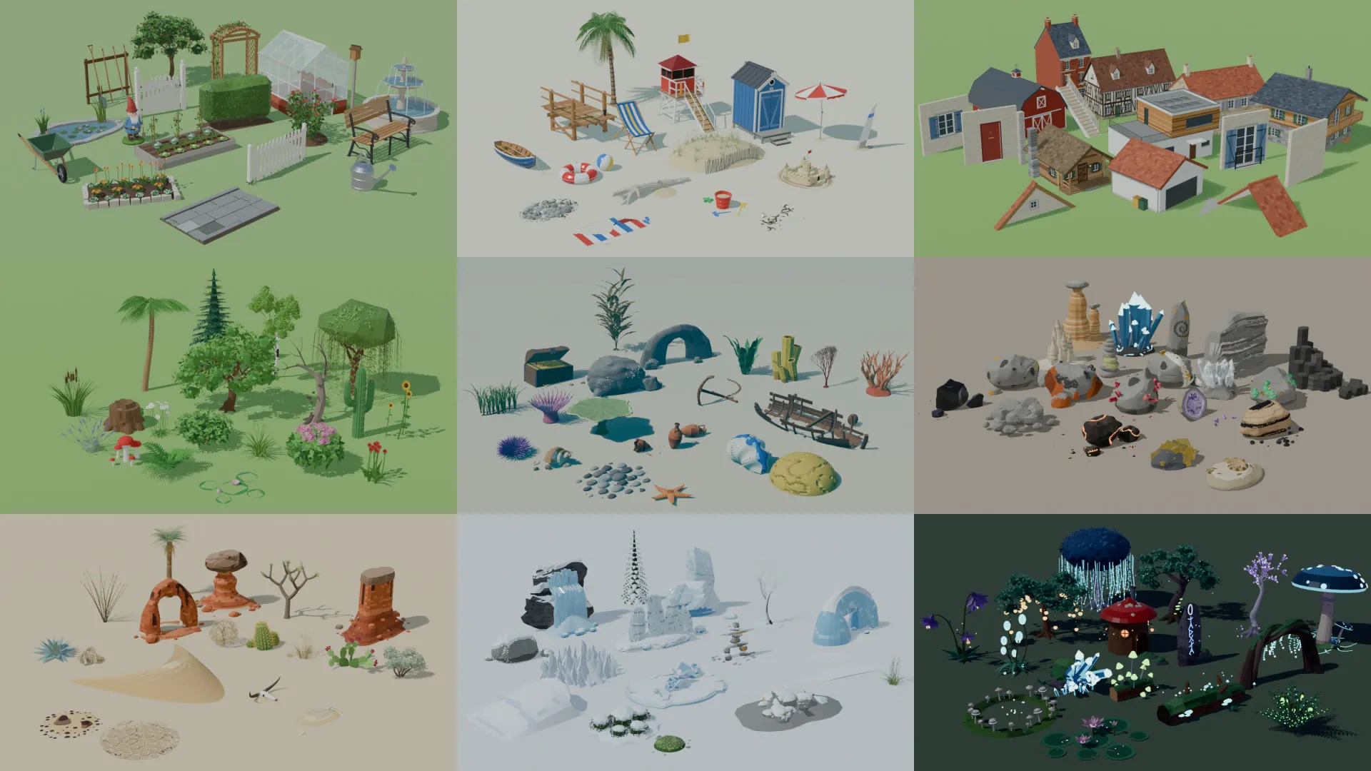 3D model Low Poly and Realistic Scenery Bundle 175 Models VR / AR / low ...