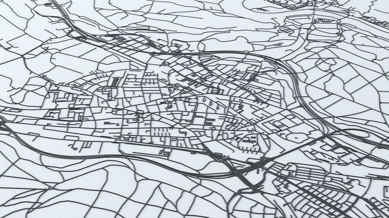 Bern Road Network and Streets 3D model_6