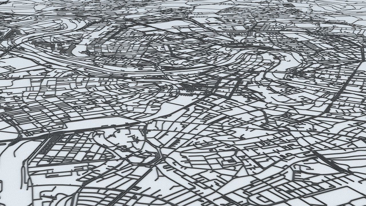 Bern Road Network and Streets 3D model_5