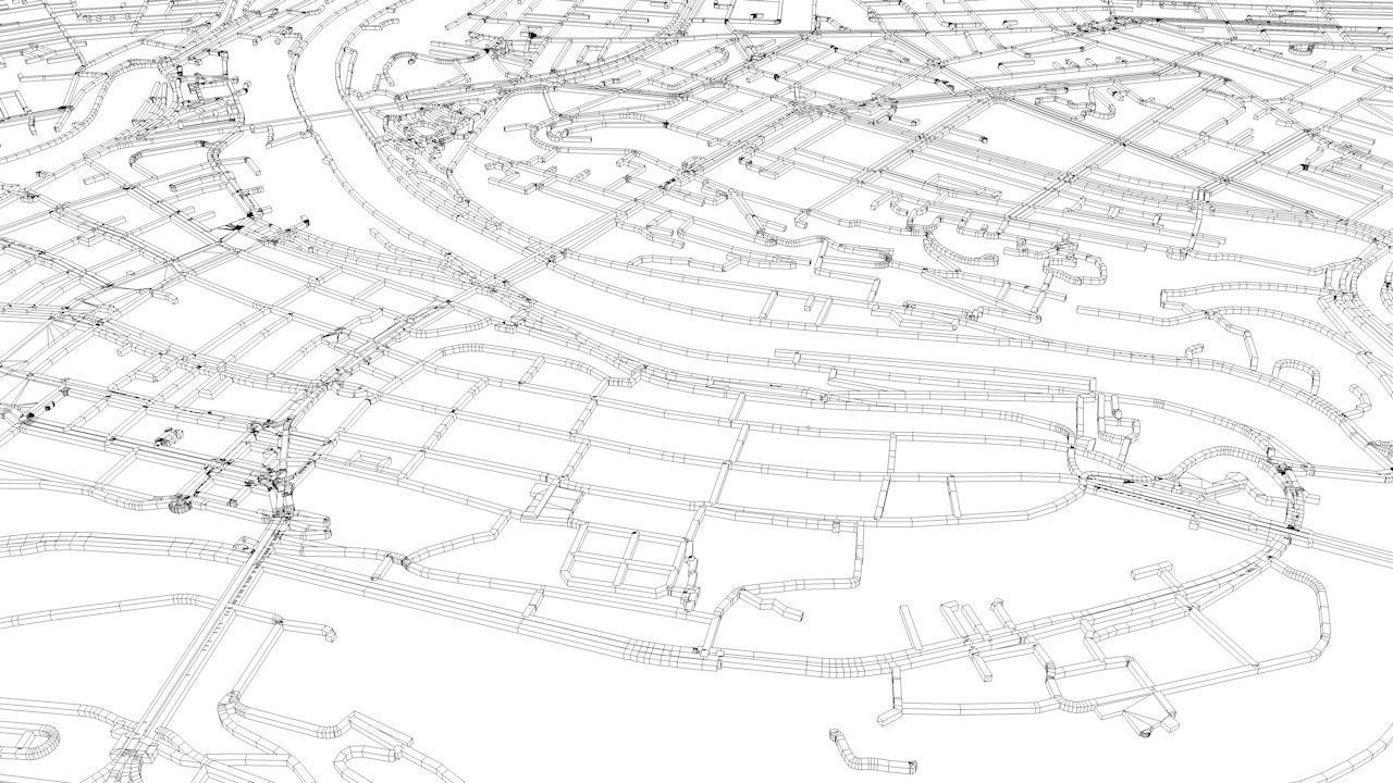 Bern Road Network and Streets 3D model_9
