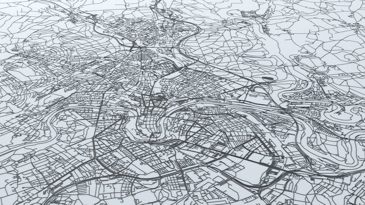 Bern Road Network and Streets 3D model_4