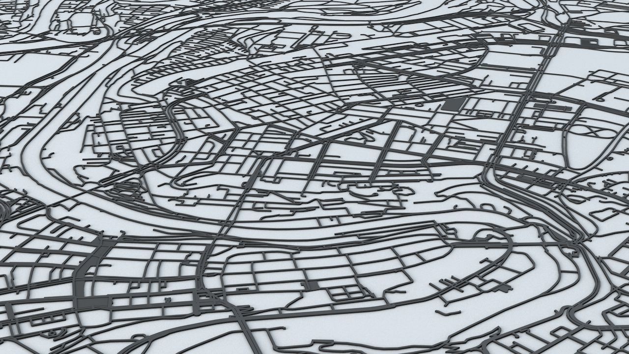 Bern Road Network and Streets 3D model_3