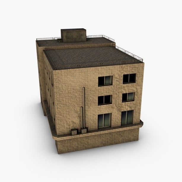 Low poly building 3D model_1