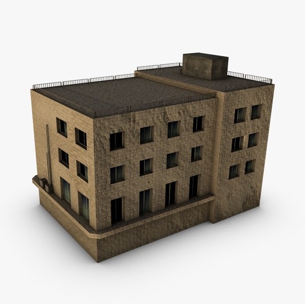 Low poly building 3D model_2
