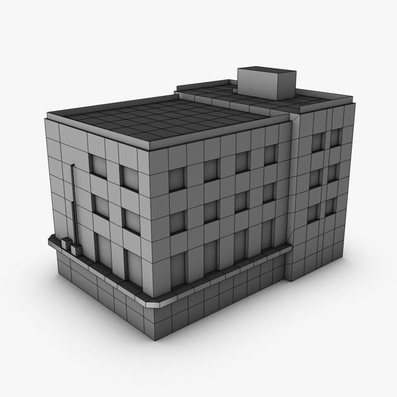 Low poly building 3D model_6