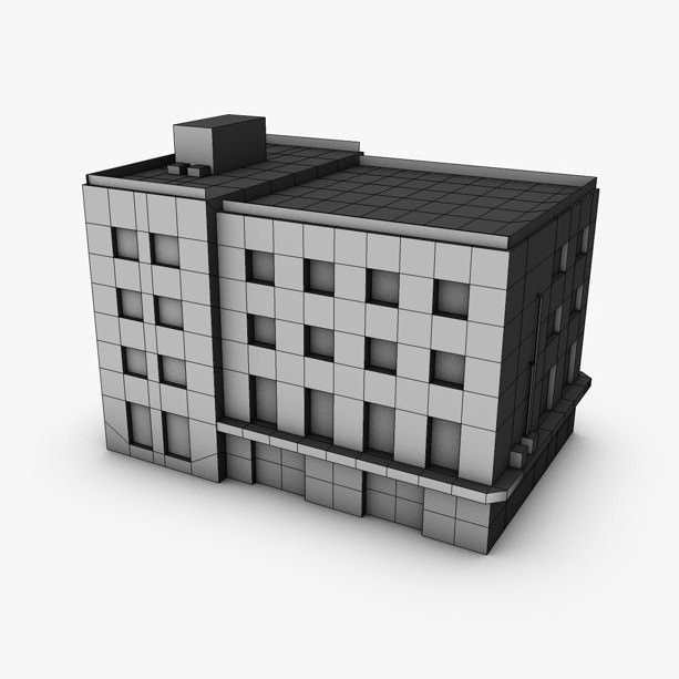 Low poly building 3D model_4