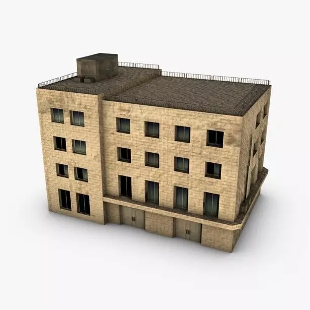 Low poly building 3D model_0
