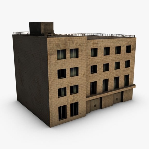 Low poly building 3D model_3