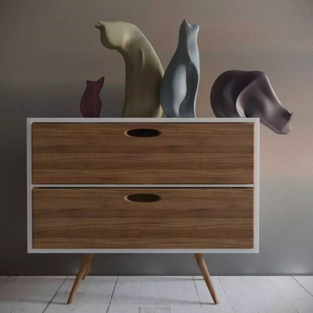Furniture with cats Low-poly 3D model