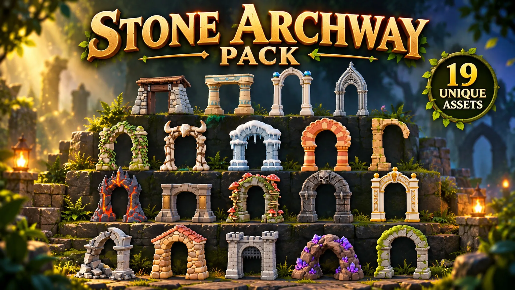 3D model Stone Archway Pack VR / AR / low-poly | CGTrader
