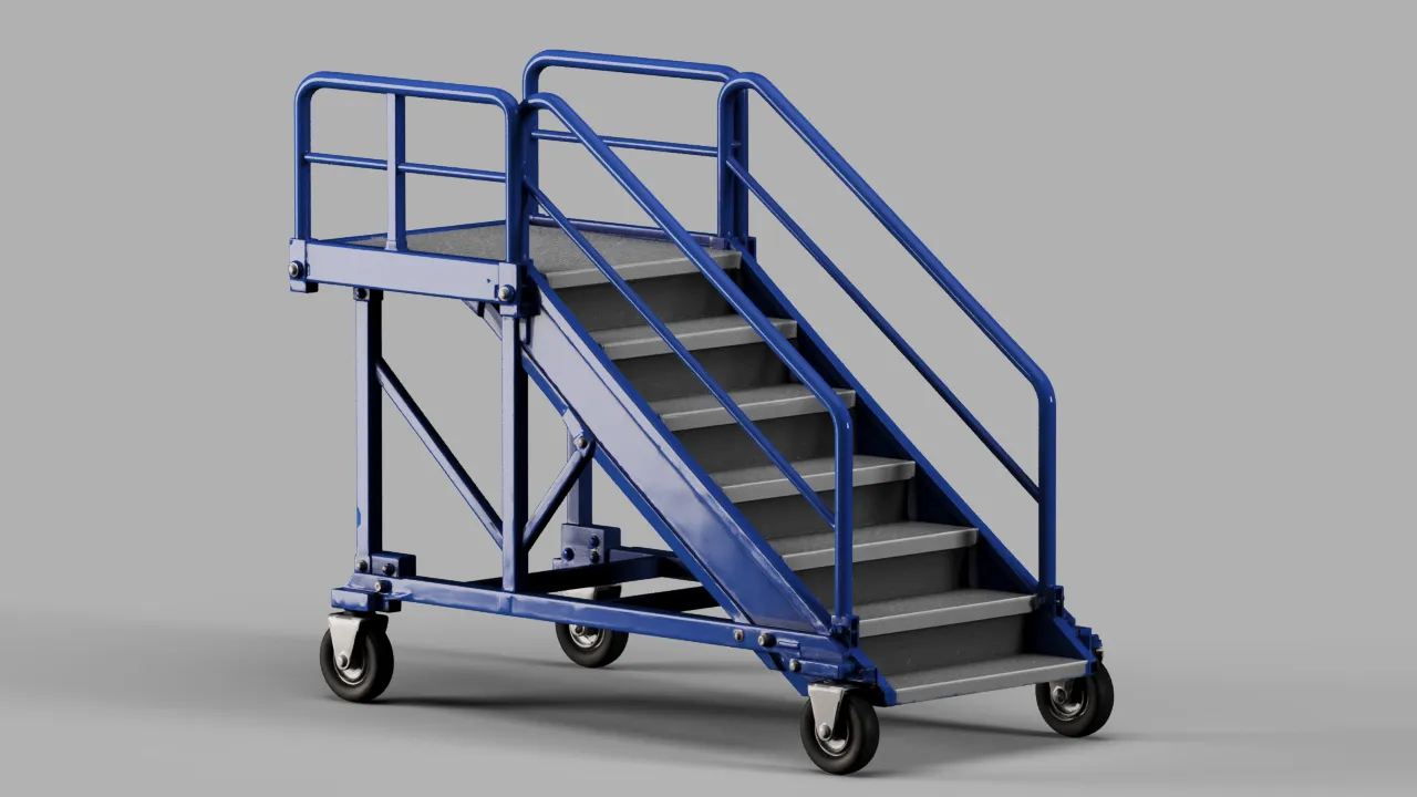 Blue Mobile Maintenance Stair Platform S00918 3D model | CGTrader