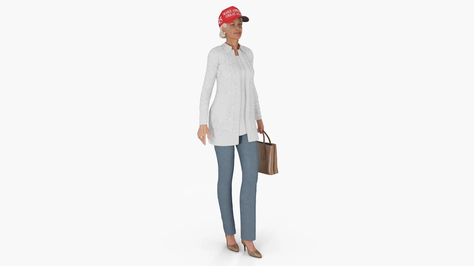 Top Hat Used Elderly Woman wearing MAGA Hat 3D model | CGTrader