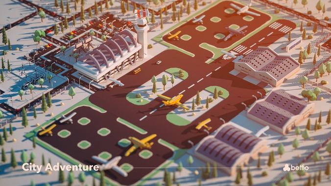 City Adventure Low-poly 3D model 4