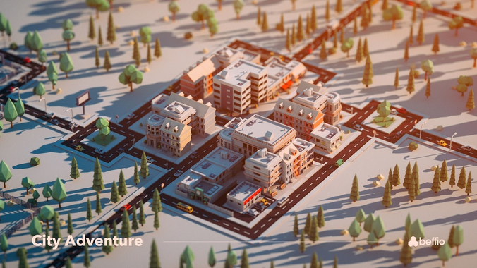 City Adventure Low-poly 3D model 5