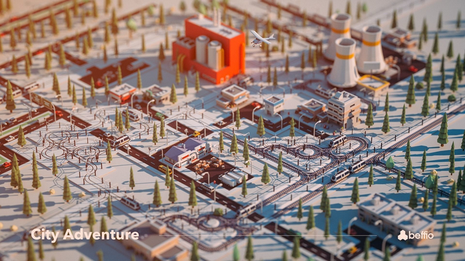 City Adventure Low-poly 3D model 6