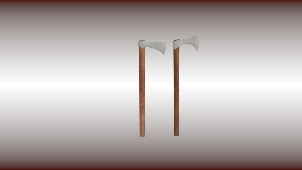 Battle-axe set three axes Low-poly 3D model_8