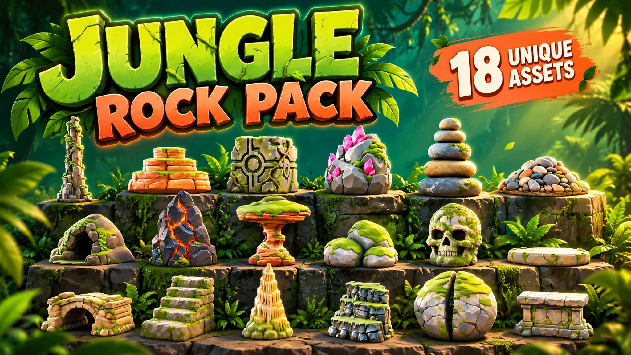 Backpack Rock Design 3D model Jungle Rock Pack VR / AR / low-poly | CGTrader