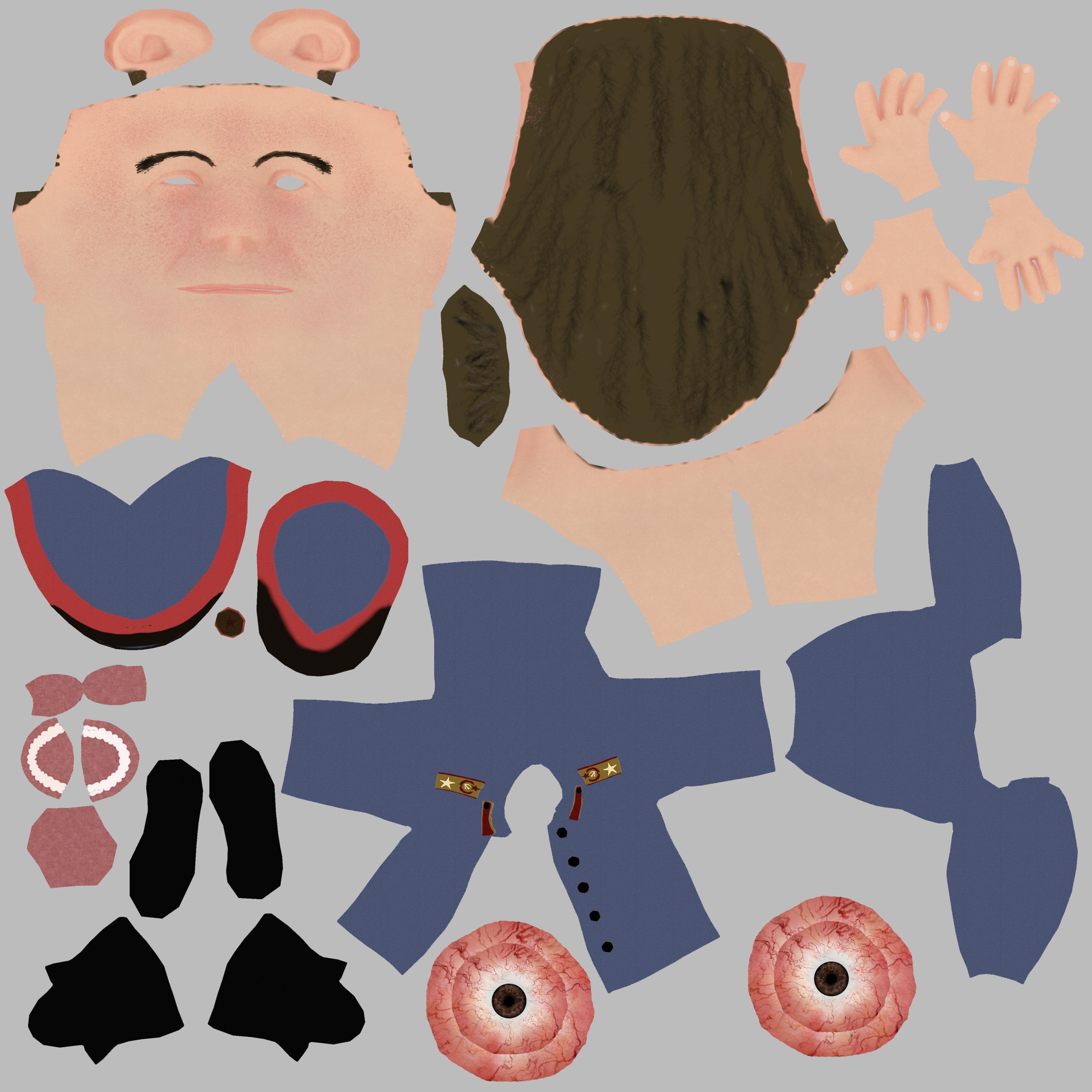 Joseph Stalin caricature  Low-poly 3D model_25