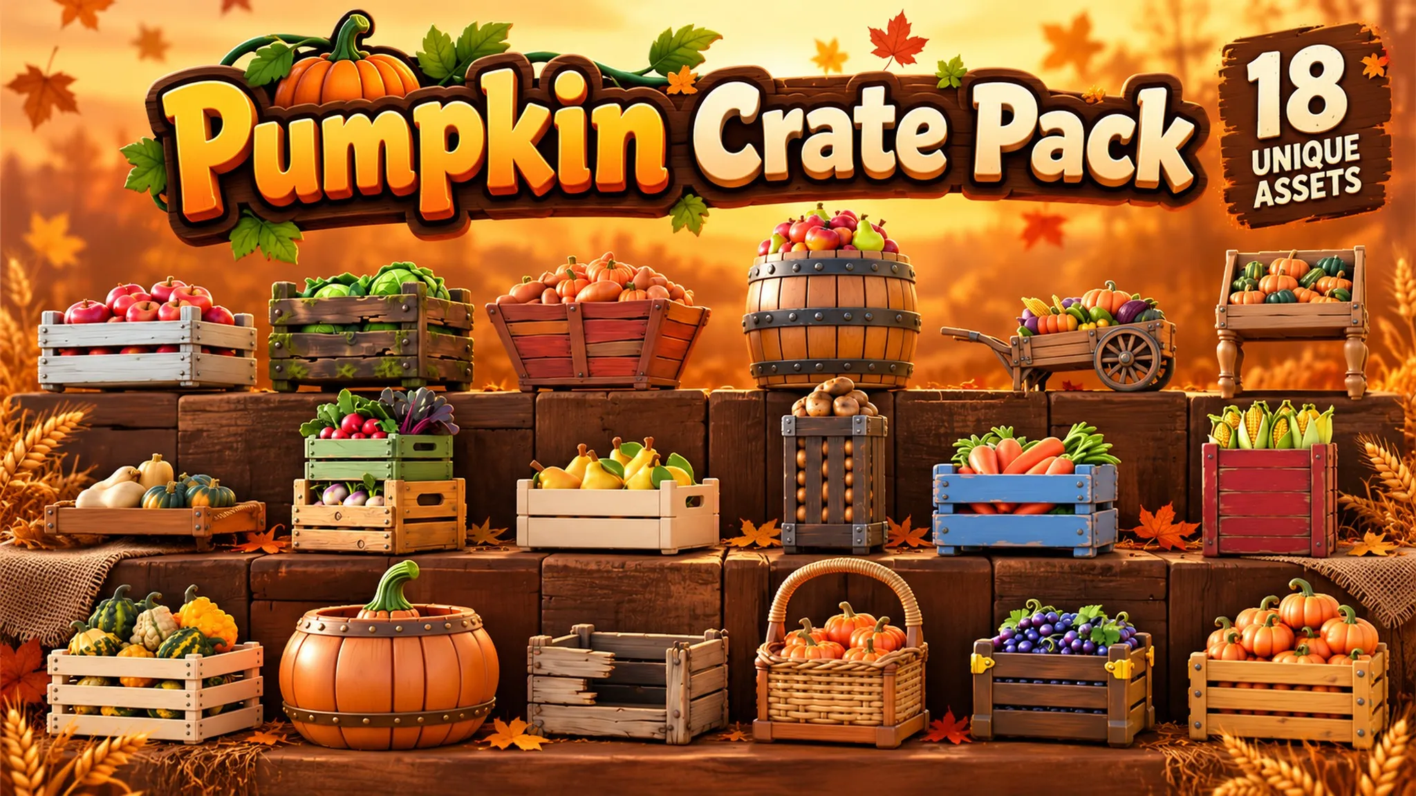 3D model Pumpkin Crate Pack VR / AR / low-poly | CGTrader