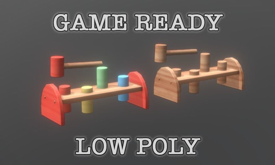 Hammering Toy low poly game ready Low-poly 3D model