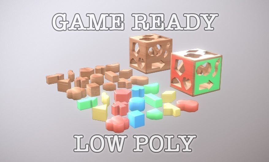 Toy Block Box low poly game ready Low-poly 3D model_0