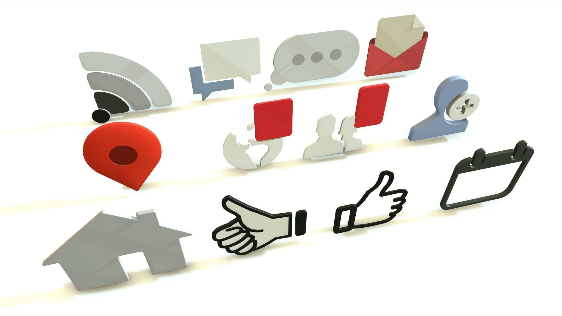 3D Social Media Icons Pack - 12 Icons 3D model_0