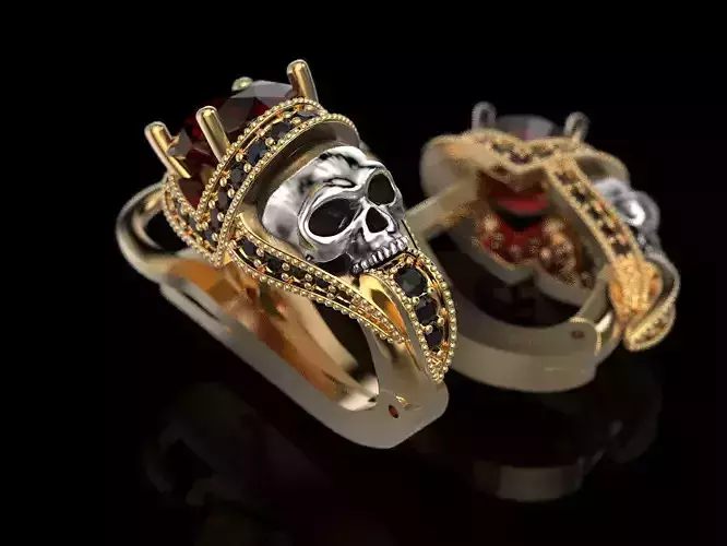 Earrings for Skull Engagement Ring 3D print model