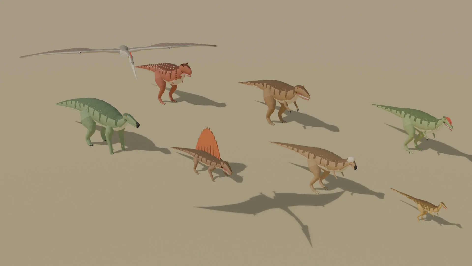 Printable Ichthyosaurus 3D model Low Poly and Realistic Dinosaurs II Animated VR / AR / low ...