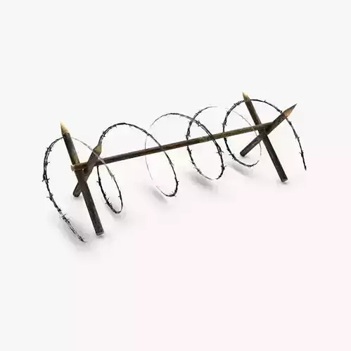 Low poly barbed wire barricade 3D model