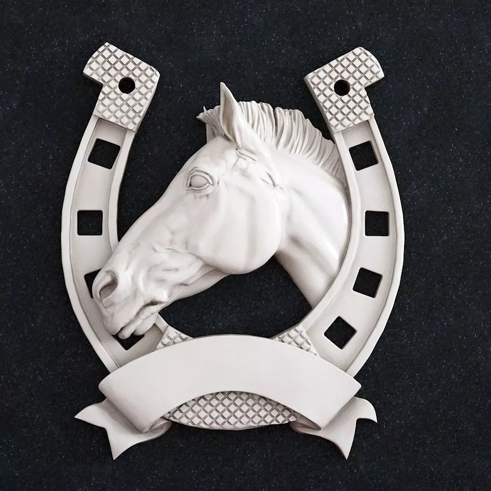 Horse head horseshoe Badge wall 3D print model_0